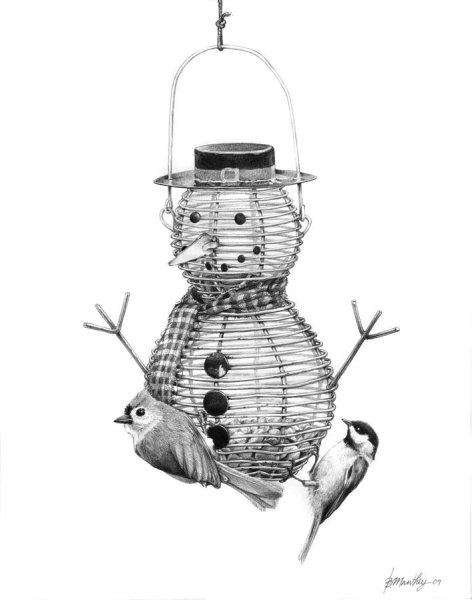 Кормушка для птиц карандашом