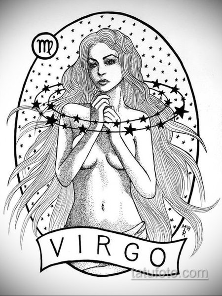 Эскиз Татуировки знак зодиака Дева