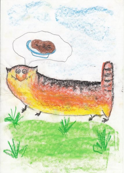 Кот с котлетой рисунки