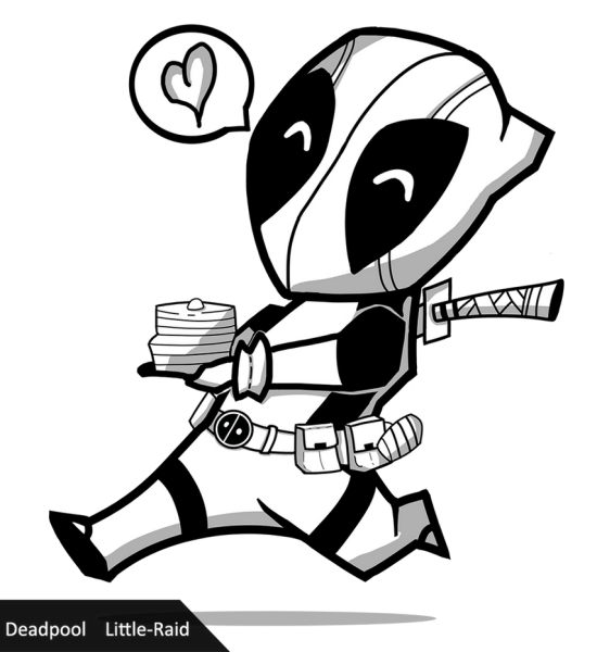 Дэдпул черно белый