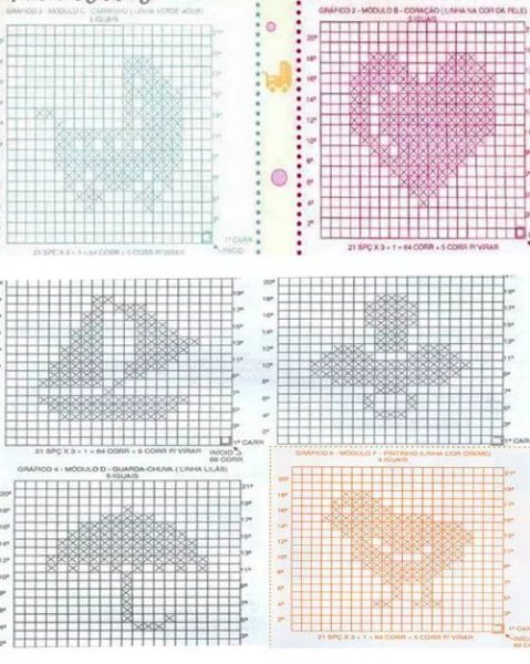 Схемы для теневого вязания детских пледов