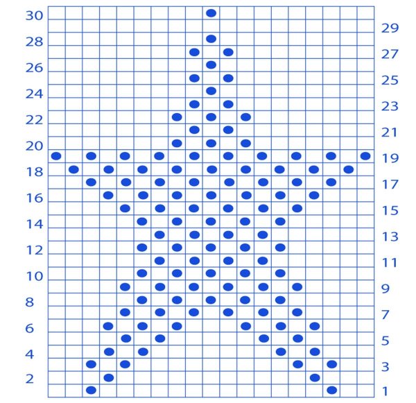 Теневой узор спицами звезды схема