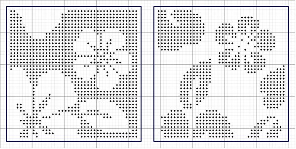 Геометрические узоры на филейной сетке