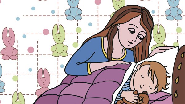 Картина мама укладывает ребенка спать