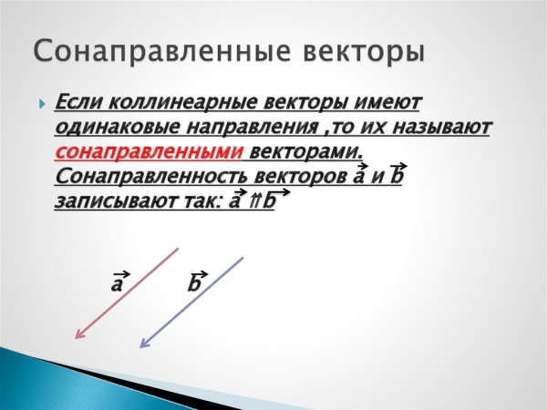 Сонаправленные векторы и не сонаправленные