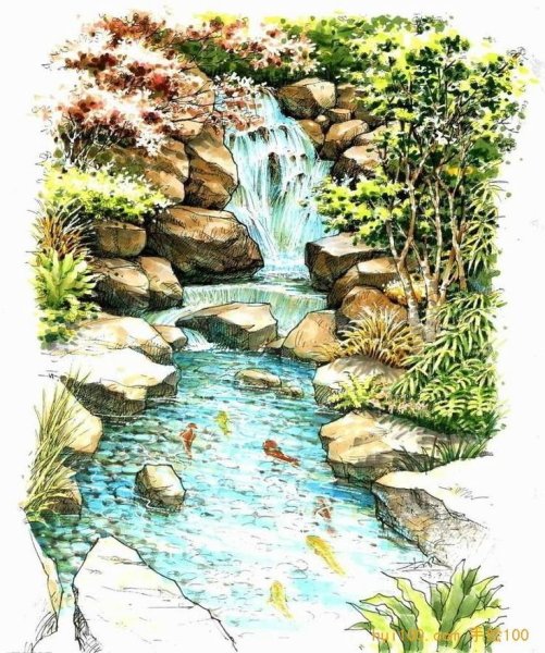 Скетчинг водопад