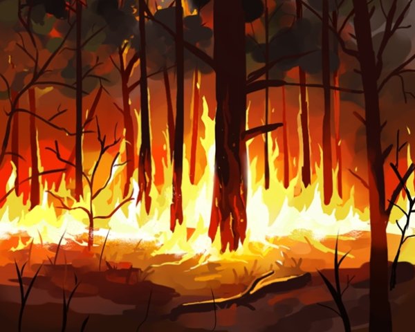 Мультяшный горящий лес