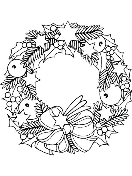 Новогодний венок раскраска