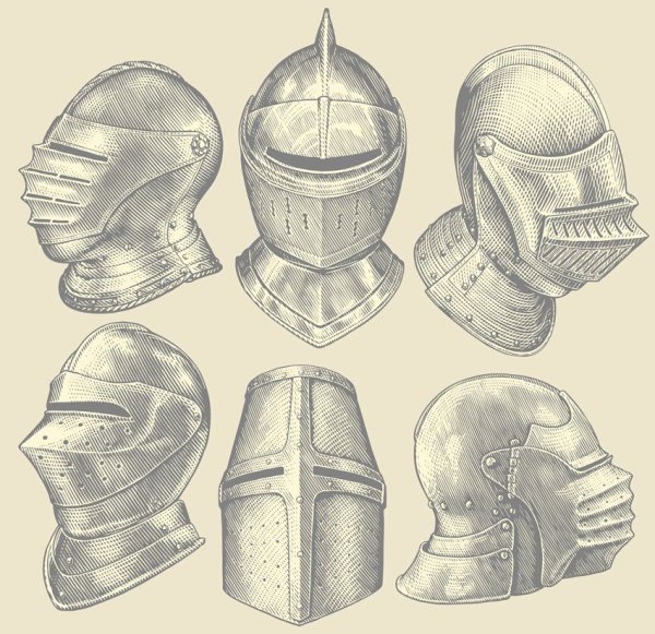 Средневековый шлем тату