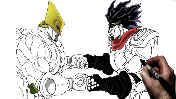 Джоджо Стар платинум черно белая