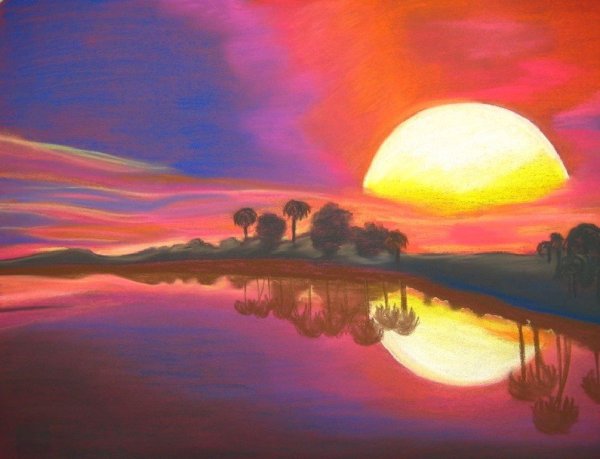 Картина рассвет в горах