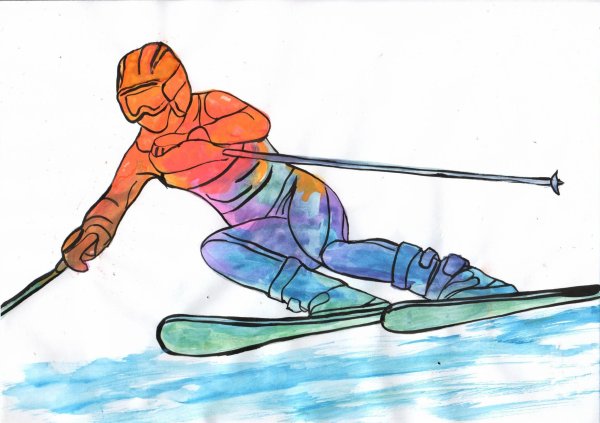 Зимний спорт рисование