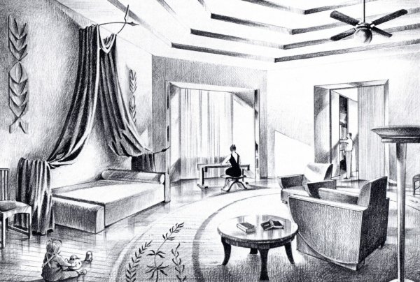 Интерьер карандашом