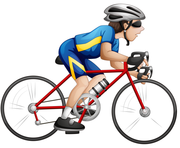 Велосипедист на белом фоне