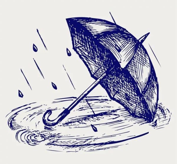 Дождь и зонтик рис карандаш