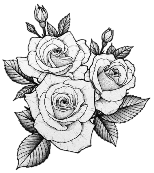 Роза тату эскиз черно белый