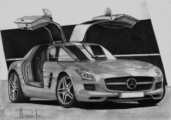 Мерседес СЛС АМГ рисунок