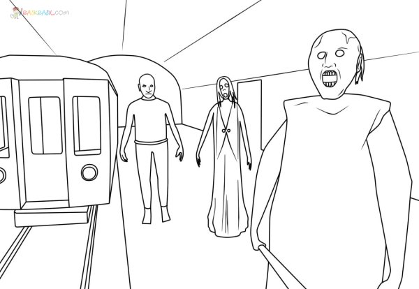 Раскраски бабушка ГРЕННИ из игры