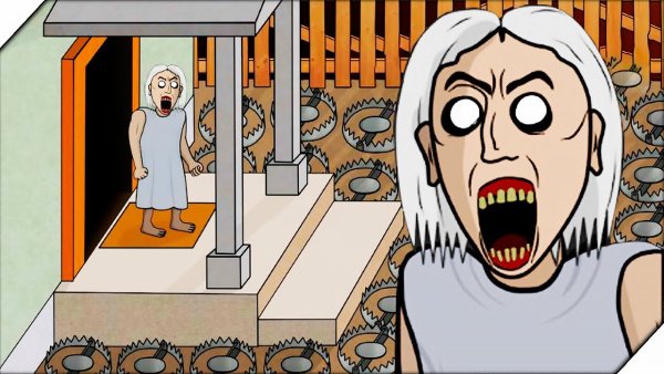 Раскраска смешная бабушка