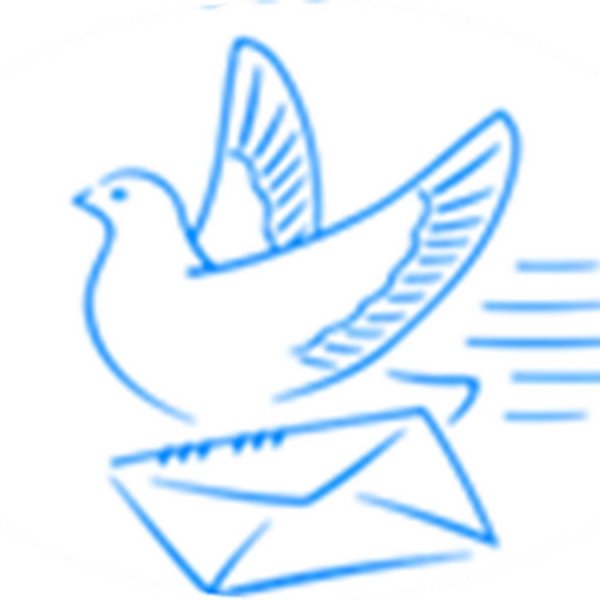 Почтовый голубь с конвертом в клюве