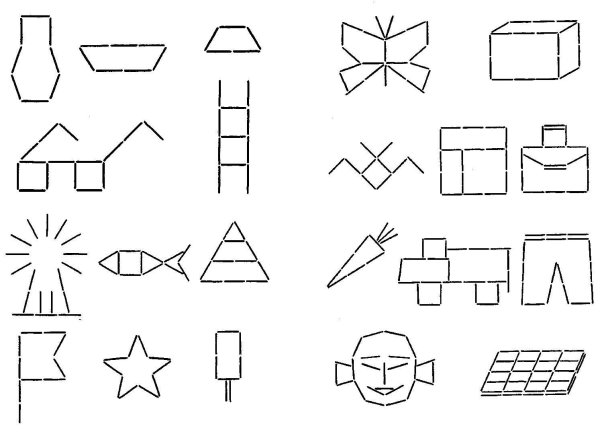 Сложи фигуру из счетных палочек для дошкольников