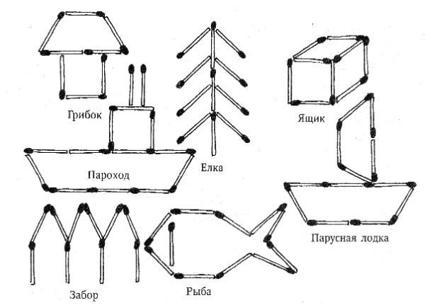 Складывание фигур и узоров из счетных палочек