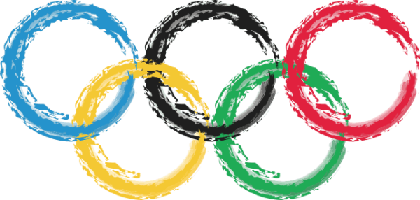 Олимпийские кольца на белом фоне