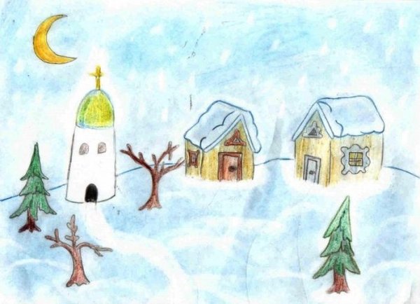 Детские рисунки зима