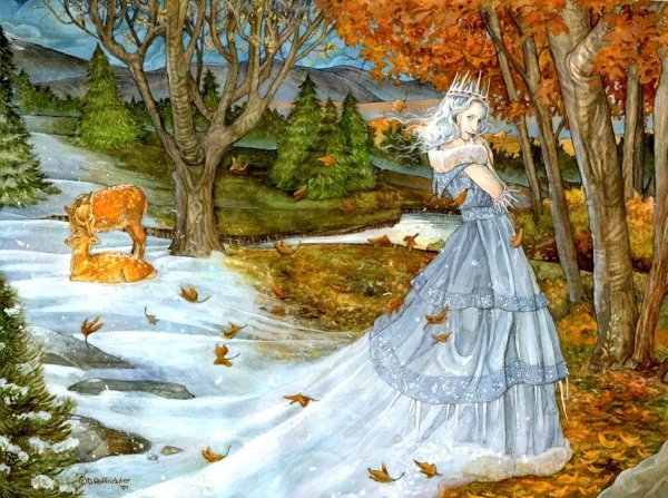 Зимний пейзаж карандашом