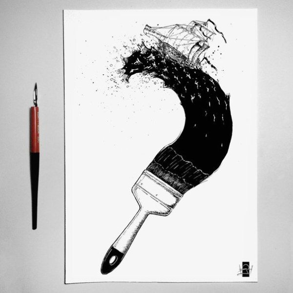 Кисточка для рисования тушью