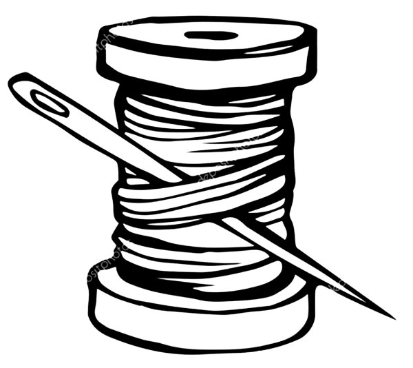 Катушка ниток черно белая