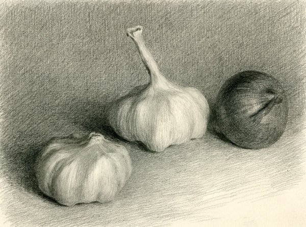 Фрукты и овощи карандашом