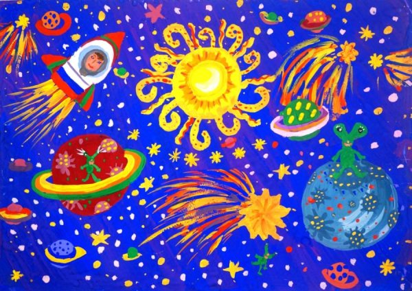 Космический пейзаж рисунок