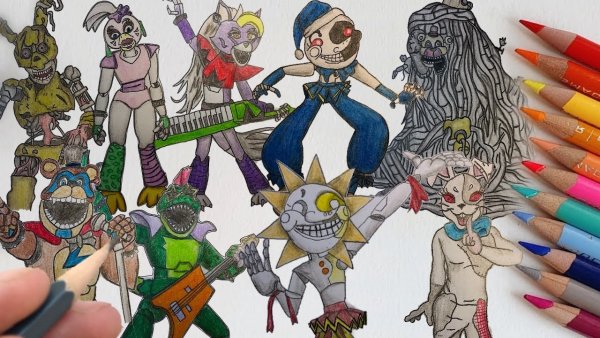 АНИМАТРОНИКИ солнце и Луна нарисовать