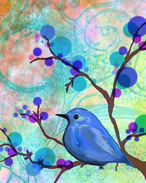 Пейзаж в синих тонах живопись