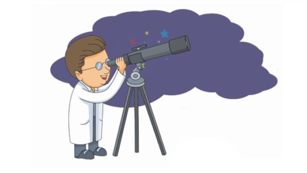 Ученый с телескопом