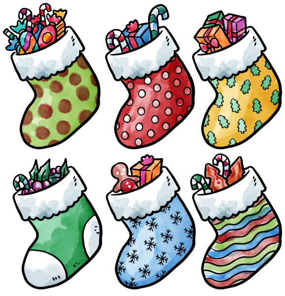 Новогодний носок раскраска