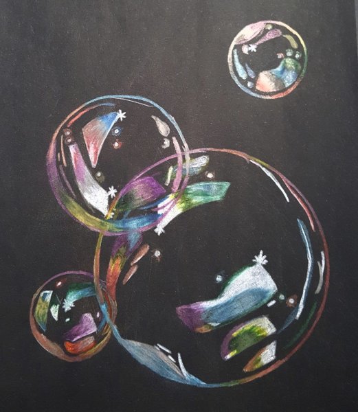 Мыльные пузыри акварелью