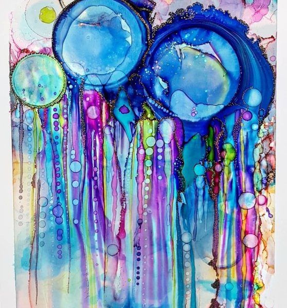 Мыльные пузыри акварелью