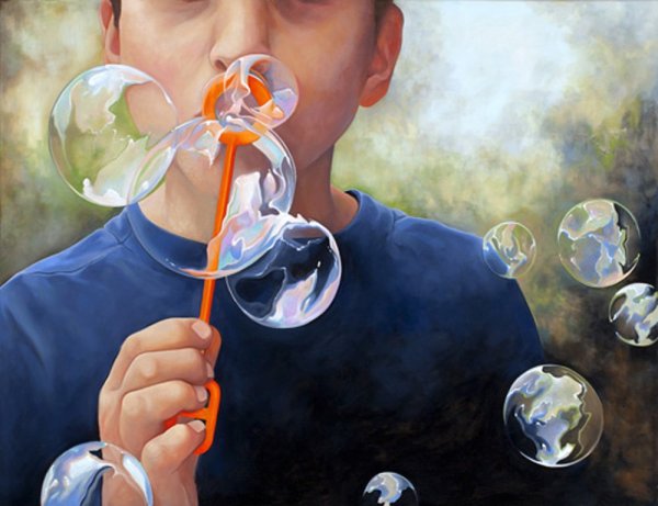 Мыльные пузыри акварелью