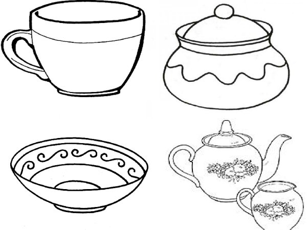 Посуда раскраска для детей