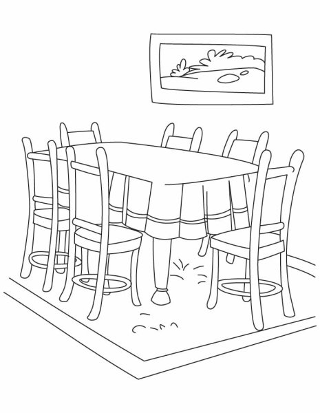 Раскраска стол и стул