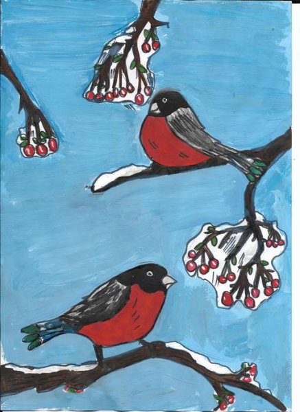 Пернатые гости рисунок