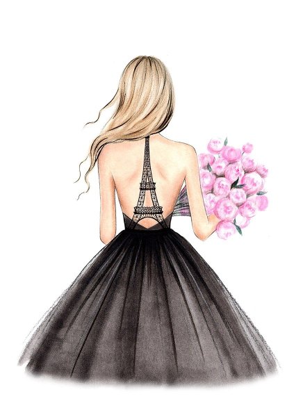 Девушка в платье рисунок