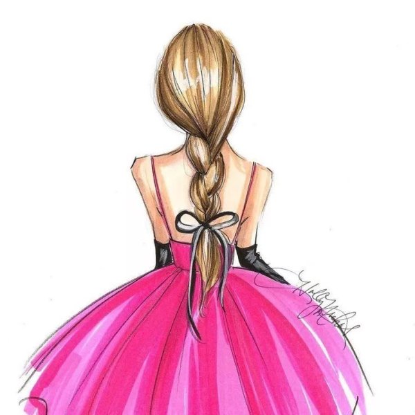 Нарисованные девушки в платьях