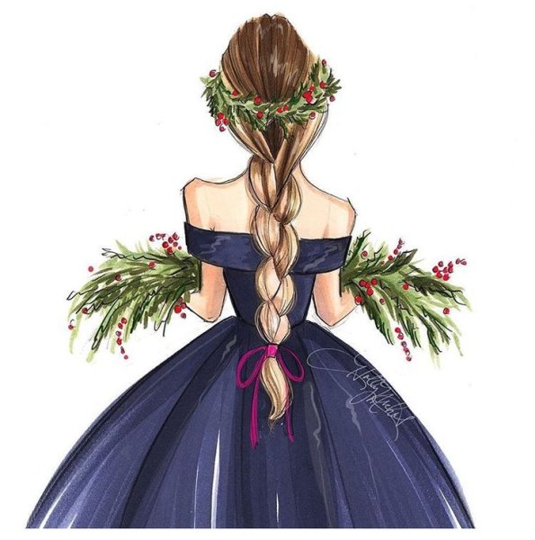 Девушка со спины рисунок