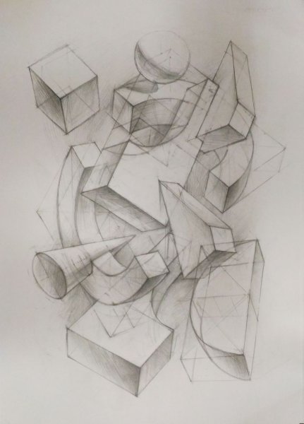 Архитектурная композиция из геометрических фигур