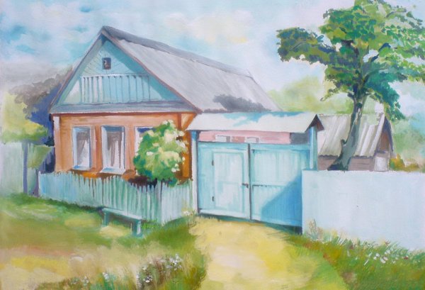 Дом в деревне для рисования