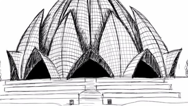 Храм лотоса Дели Индия эскиз