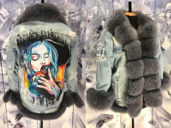 Зимняя парка женская с принтом